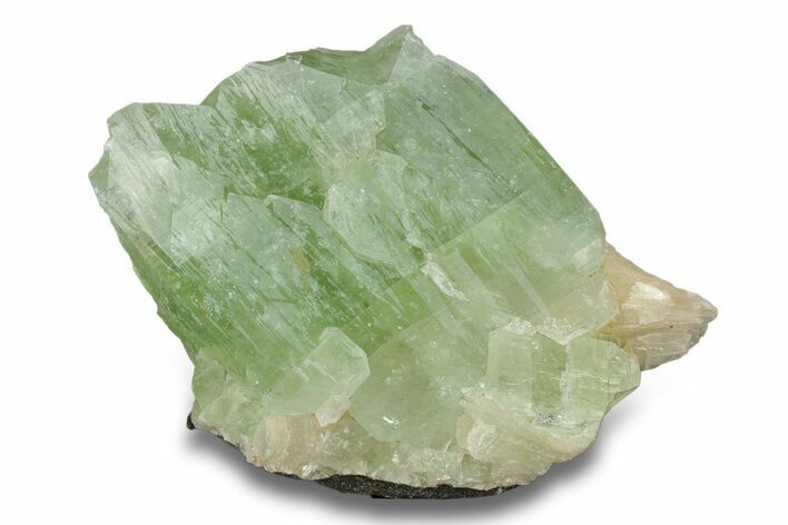 Lustrous Zoned Apophyllite on Peach Stilbite - India #252436